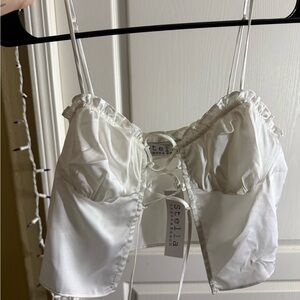 Stella White Lace-Up Tank Top
